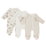 3-Piece Baby Sleepsuit Set - 100% Cotton Long Sleeve Romper